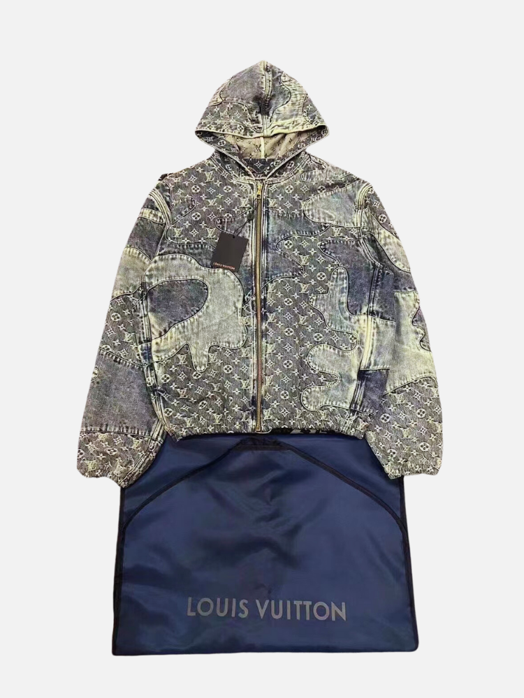 Louis Vuitton x Nigo Monogram Patchwork Denim Hoodie Indigo