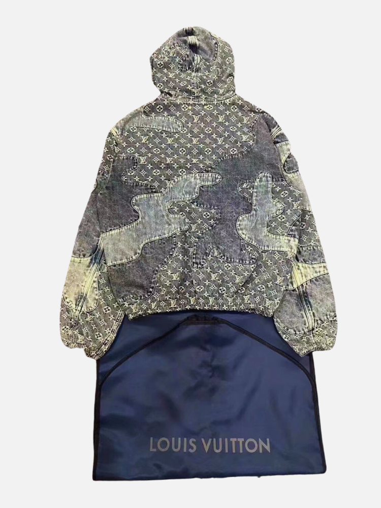 Louis Vuitton MONOGRAM Monogram patchwork denim hoodie (1A9K6E)