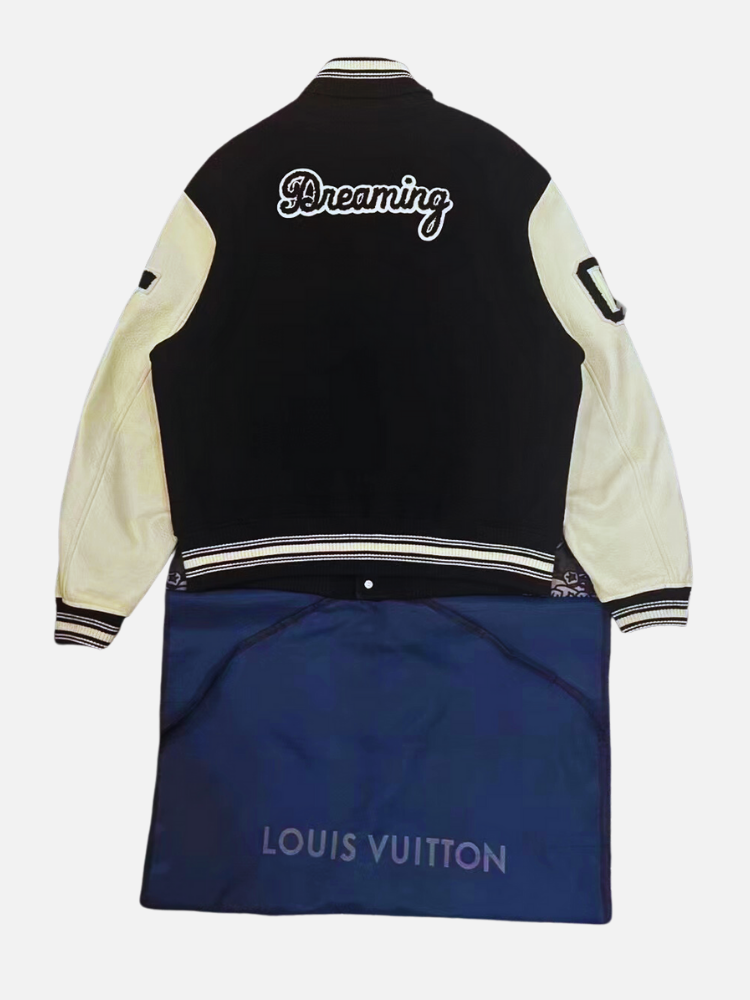Louis Vuitton Supreme x Leather Bomber Varsity Jacket Monogram Ltd Edtn 50